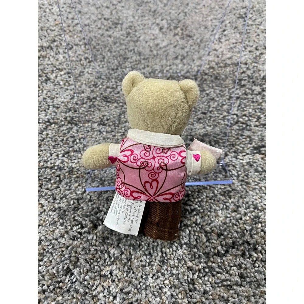Starbucks Bearista‎ Bear 58th Edition Valentines Day Mini Plush Brown Vest Pink